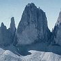 A panorama of the Tre Cime from the Toblinger Knoten, early morning one September.